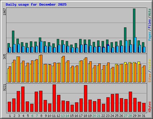 Daily usage for December 2025