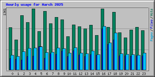 Hourly usage for March 2025